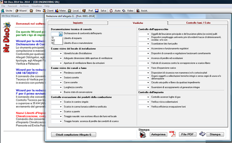 dichiarazio di conformità Wizard allegati G e F